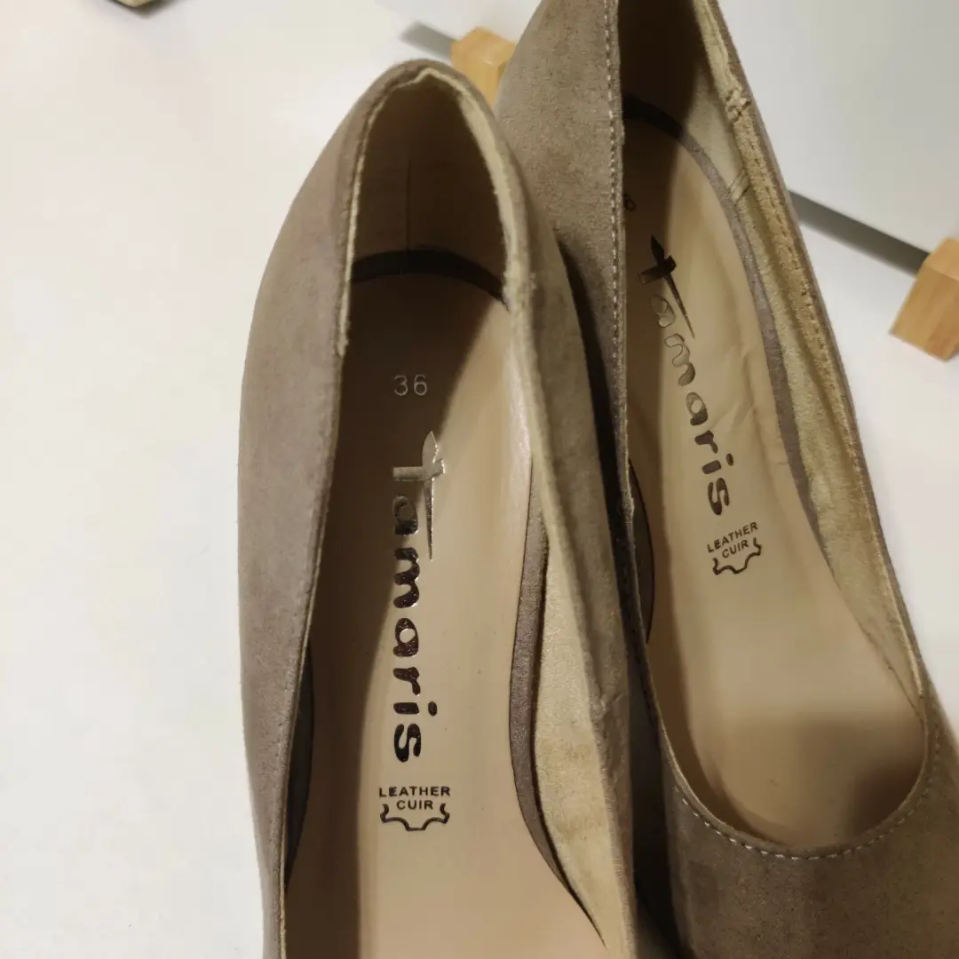 TAMARIS Wortmann KG Taupe 真麂皮绒裸色平台泵 36 欧盟德国制造-