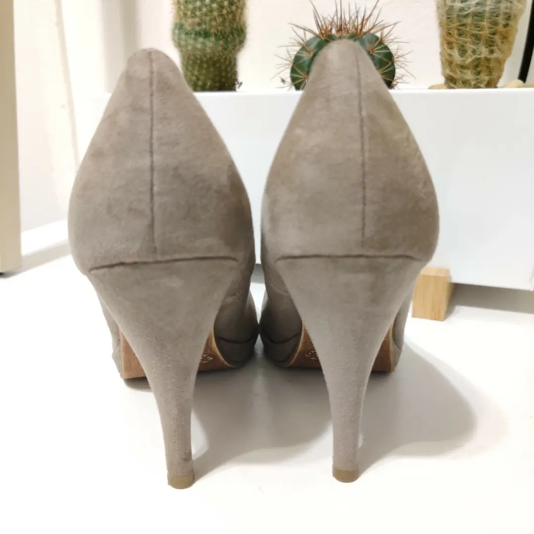 TAMARIS Wortmann KG Taupe 真麂皮绒裸色平台泵 36 欧盟德国制造-
