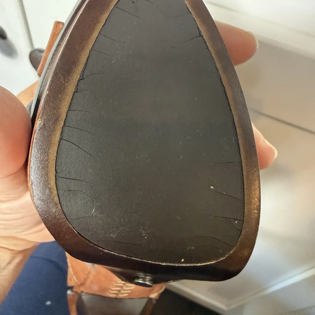 Ralph Lauren 紫色标签厚底凉鞋干邑棕色皮革高跟鞋 8 码-