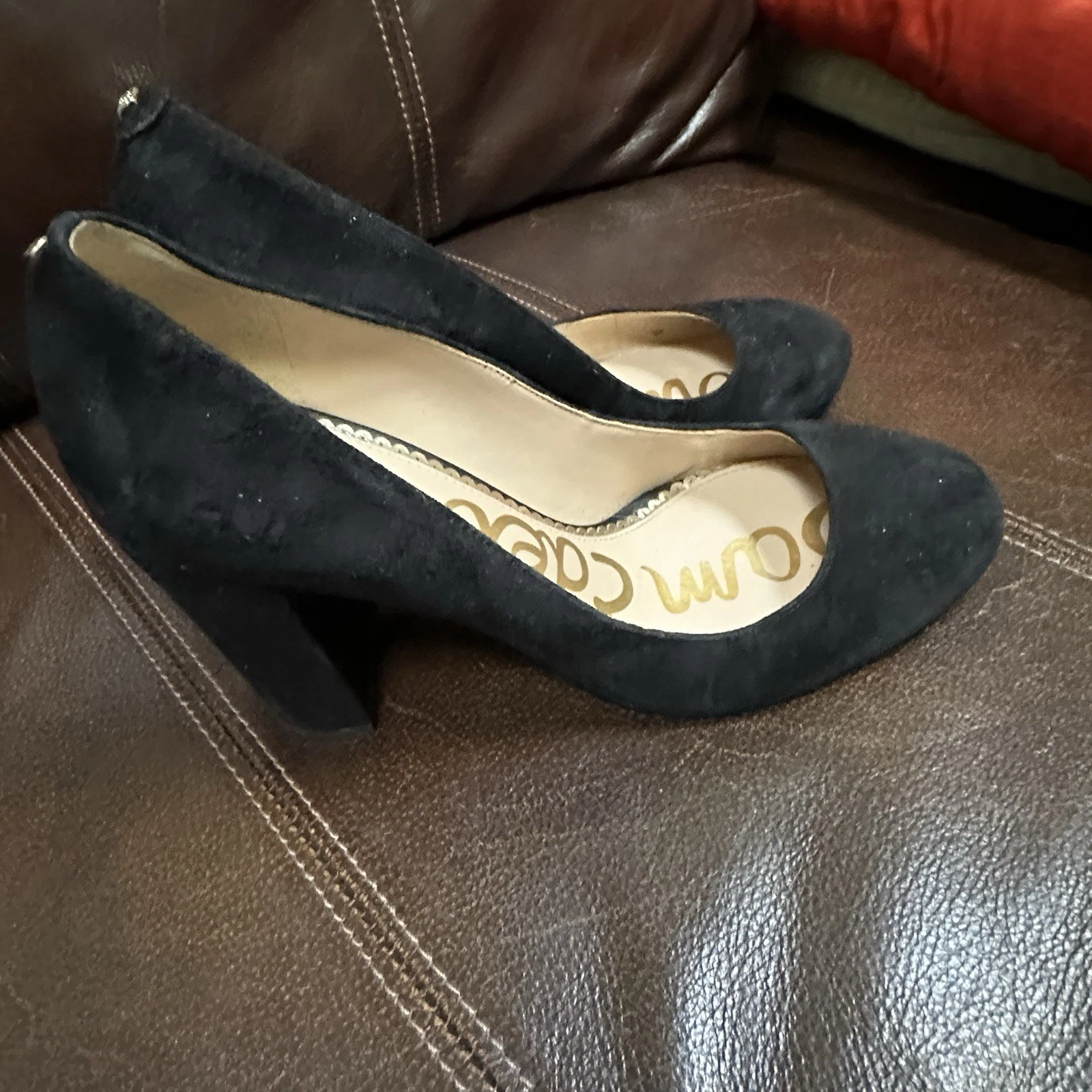 Sam Edelman Stilson 黑色绒面革高跟鞋 7.5 码经典职业胶囊-