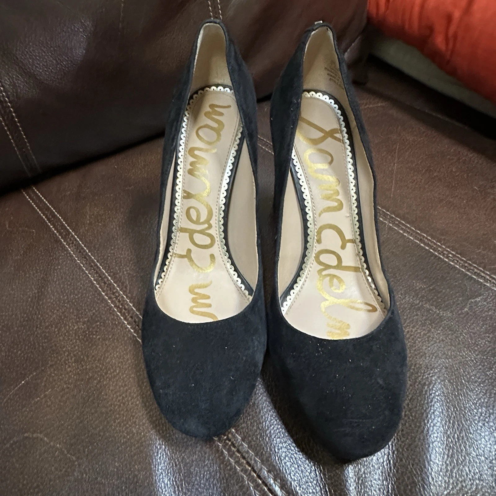Sam Edelman Stilson 黑色绒面革高跟鞋 7.5 码经典职业胶囊-