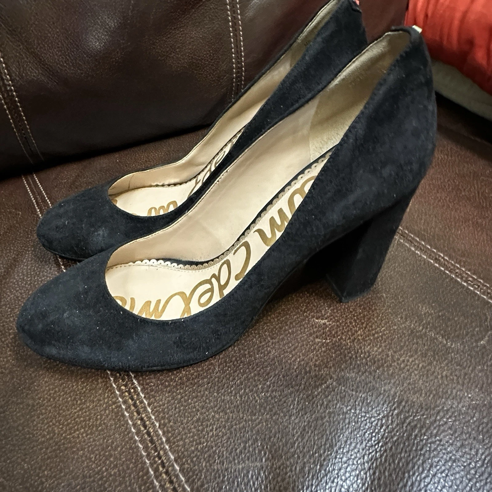 Sam Edelman Stilson 黑色绒面革高跟鞋 7.5 码经典职业胶囊-
