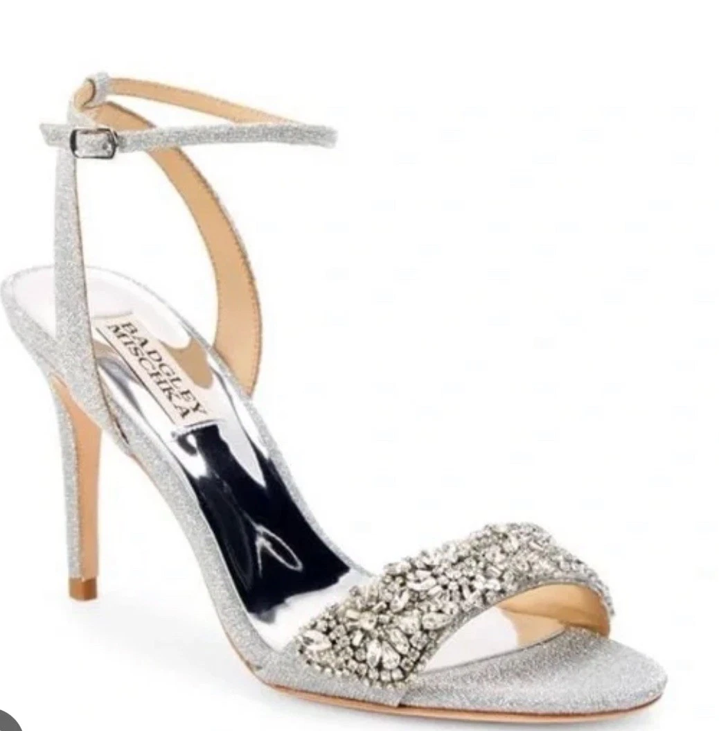 Badgley Mischka Jen 踝带水晶凉鞋高跟鞋 11 码-