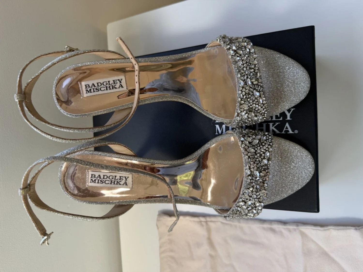 Badgley Mischka Jen 踝带水晶凉鞋高跟鞋 11 码-