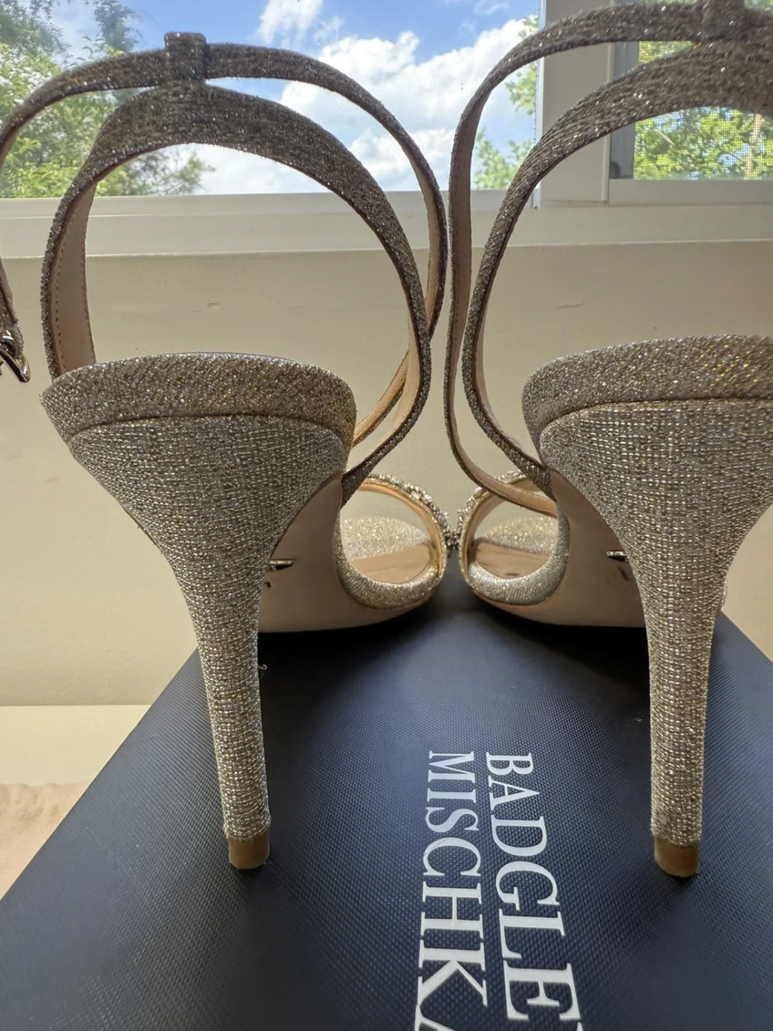 Badgley Mischka Jen 踝带水晶凉鞋高跟鞋 11 码-