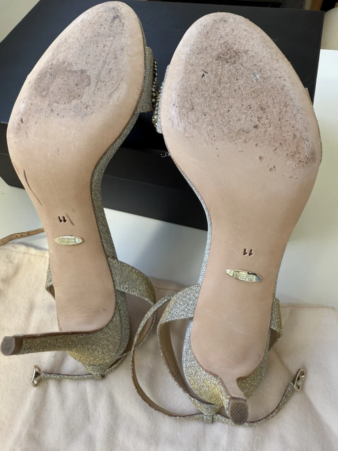Badgley Mischka Jen 踝带水晶凉鞋高跟鞋 11 码-