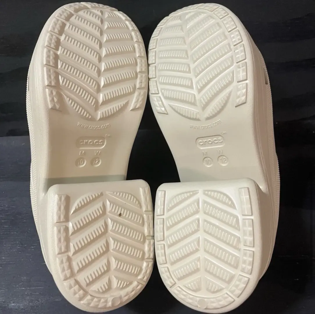 Crocs Siren 女式 12 码男式 10 码厚底高跟鞋木屐米色-