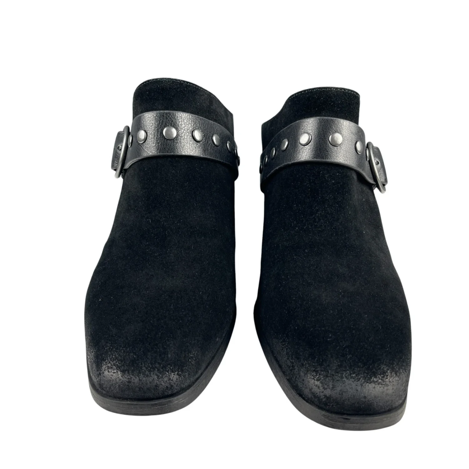 Sofft女式Clog Mules 11M黑色麂皮绒扣带粗跟懒人鞋-