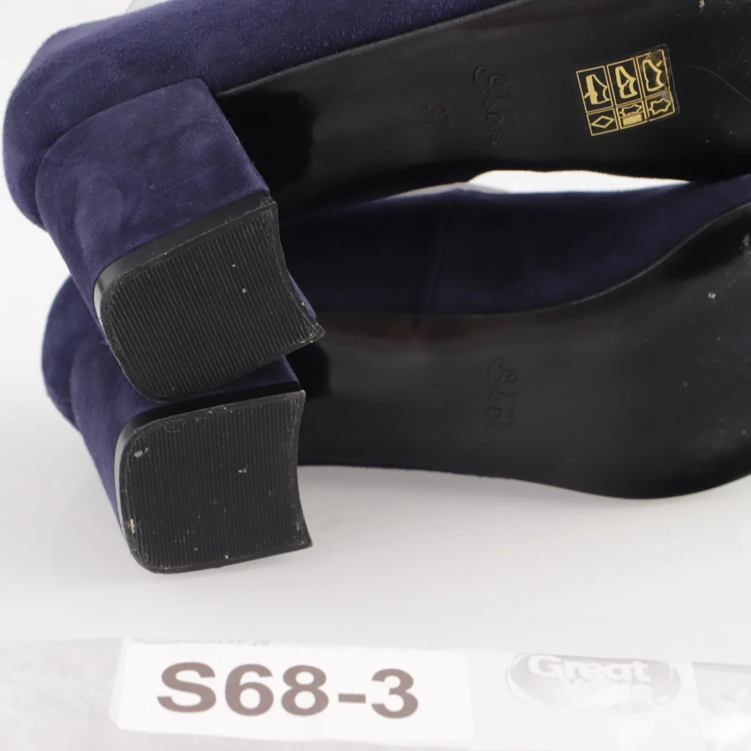 Sole Bliss 女式英格丽高跟鞋 37 6 码宽版海军蓝麂皮绒尖跟鞋-