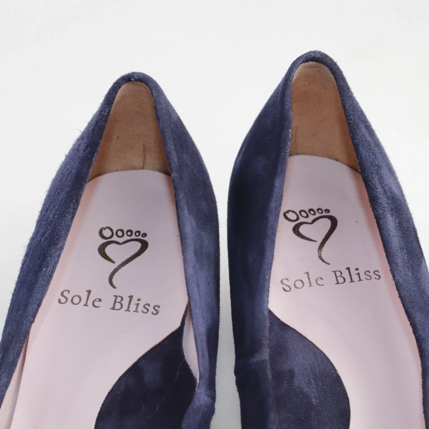 Sole Bliss 女式英格丽高跟鞋 37 6 码宽版海军蓝麂皮绒尖跟鞋-