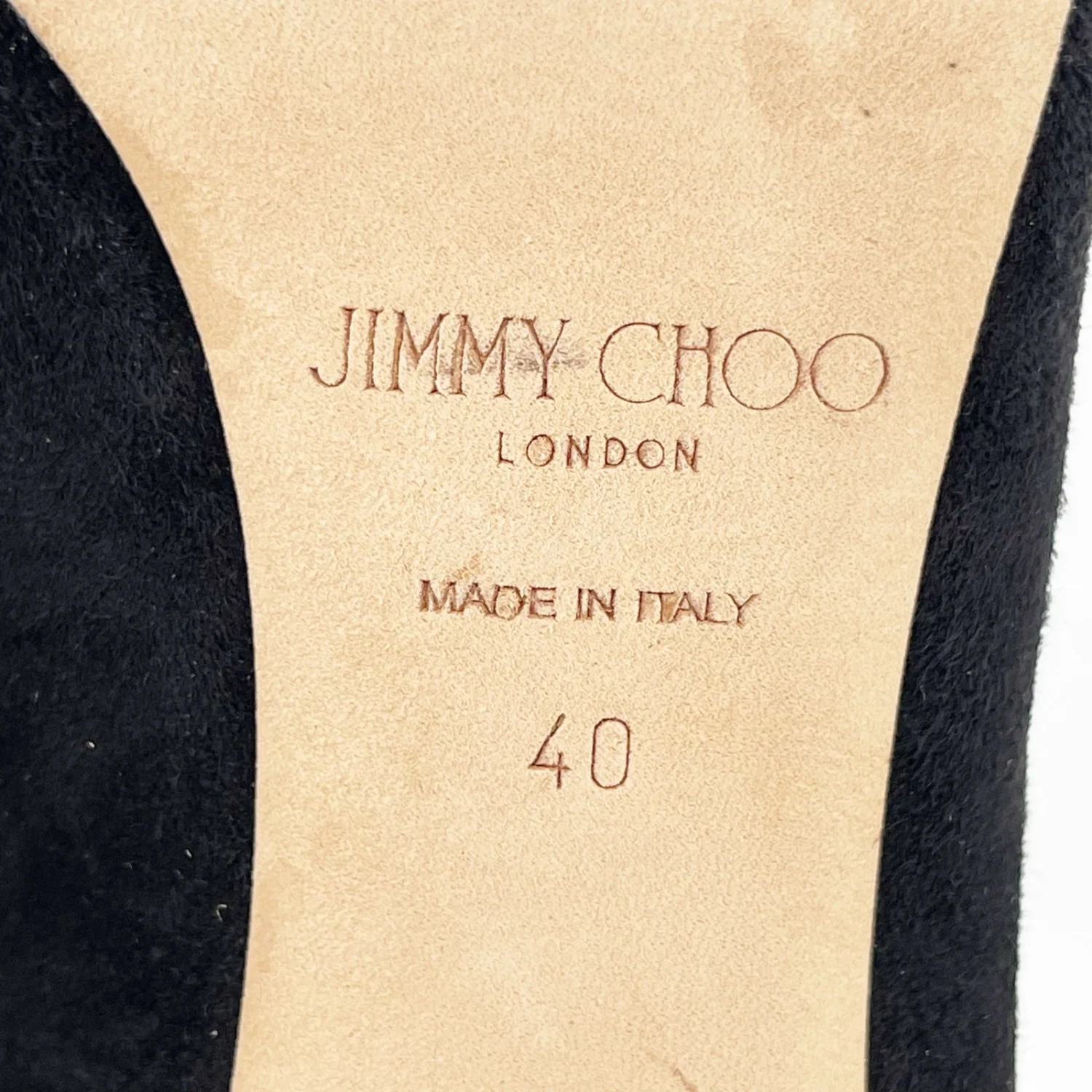 Jimmy Choo Lux 100 黑色麂皮绒金色水晶踝带吸血鬼短靴高跟鞋 IT 40-