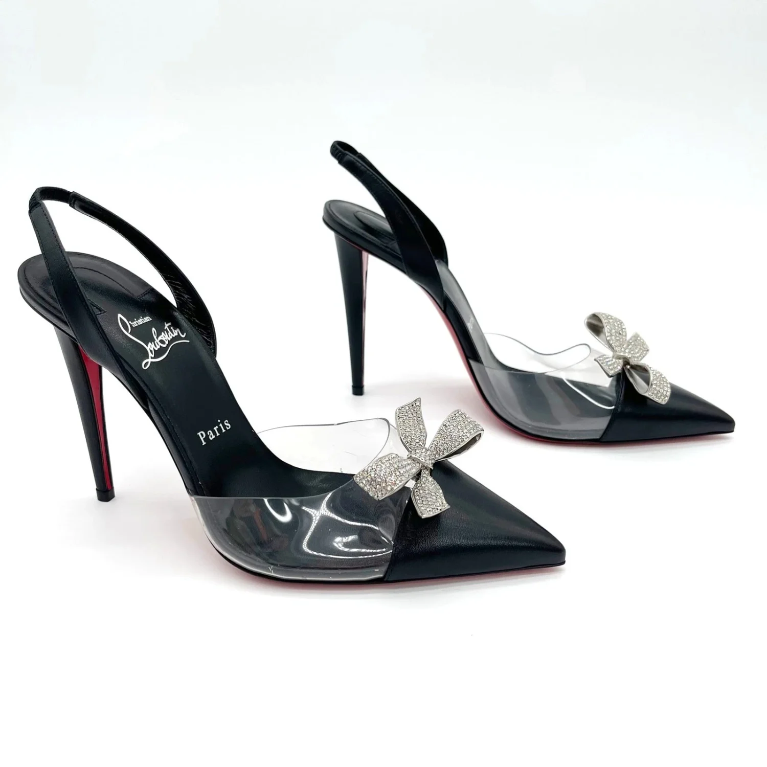 Christian Louboutin Astrinodo 黑色 PVC 水晶弦弓露背泵 EU 40-