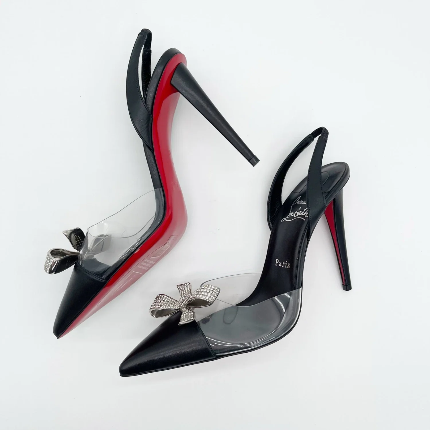 Christian Louboutin Astrinodo 黑色 PVC 水晶弦弓露背泵 EU 40-