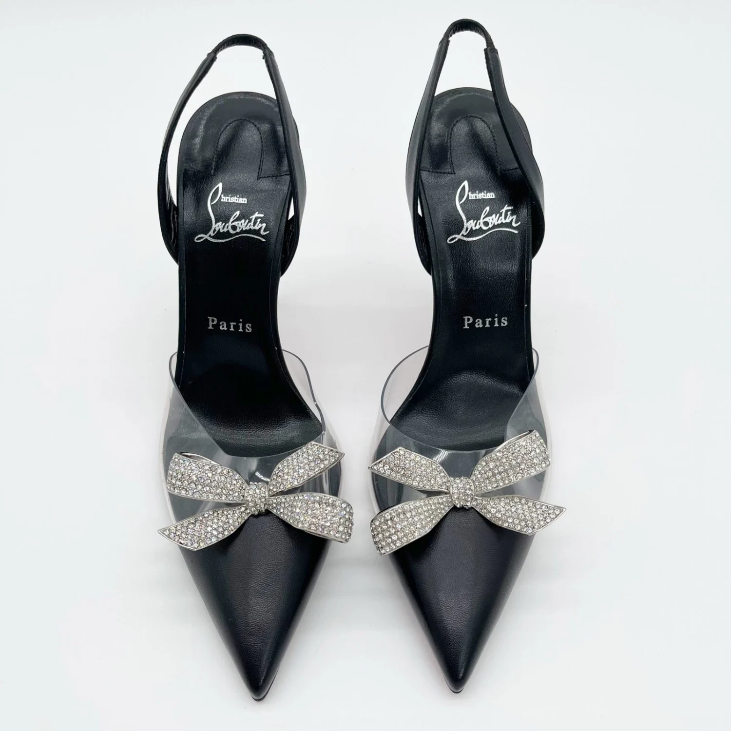 Christian Louboutin Astrinodo 黑色 PVC 水晶弦弓露背泵 EU 40-