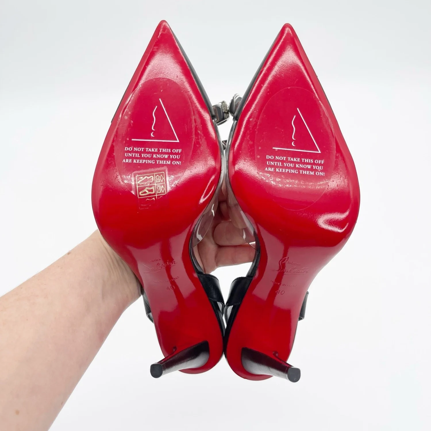 Christian Louboutin Astrinodo 黑色 PVC 水晶弦弓露背泵 EU 40-
