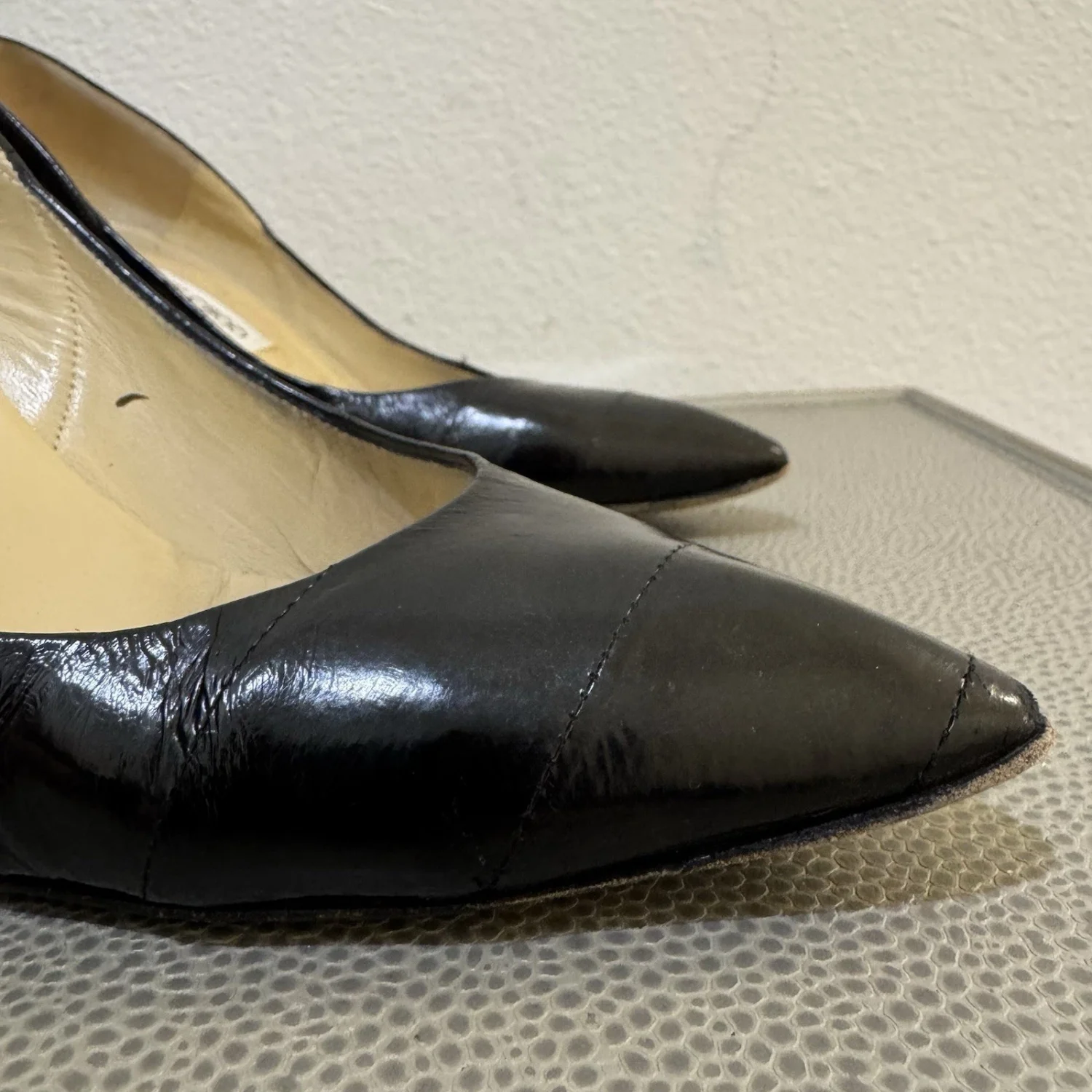 正品 JIMMY CHOO 黑色鳗鱼皮浅口鞋 38.5-