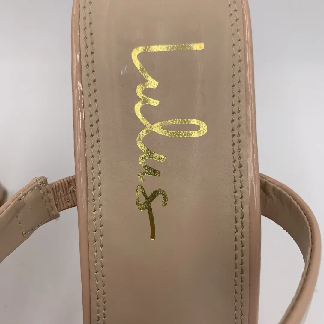 Lulus Nude 高跟鞋 凉鞋 粉色 米色 女式 10 漆漆 人造皮革-