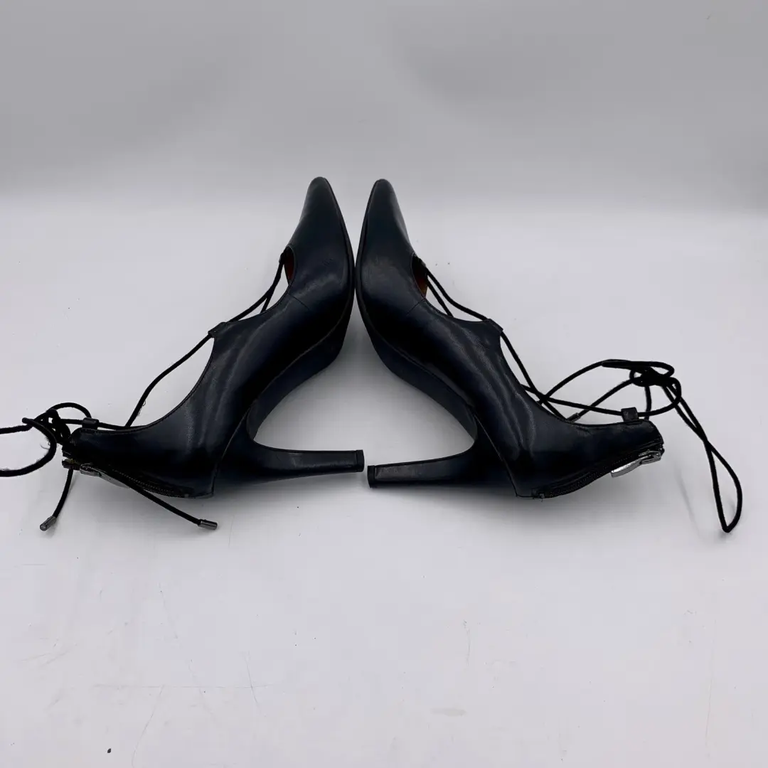 Franco Sarto 黑色皮革尖头高跟鞋 Arya 尺码 10M 性感-