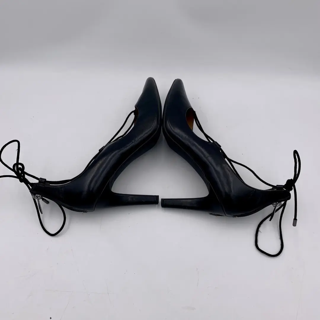 Franco Sarto 黑色皮革尖头高跟鞋 Arya 尺码 10M 性感-