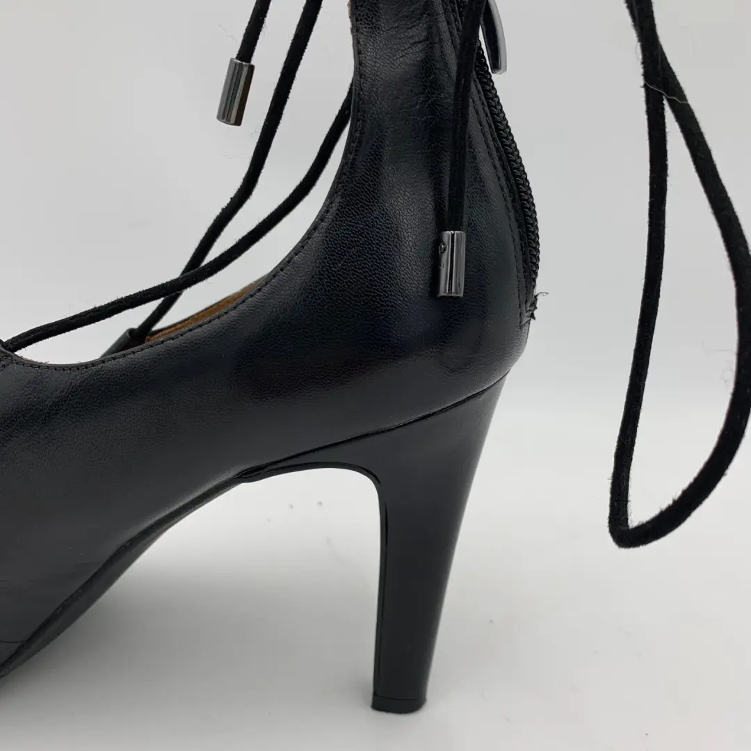 Franco Sarto 黑色皮革尖头高跟鞋 Arya 尺码 10M 性感-