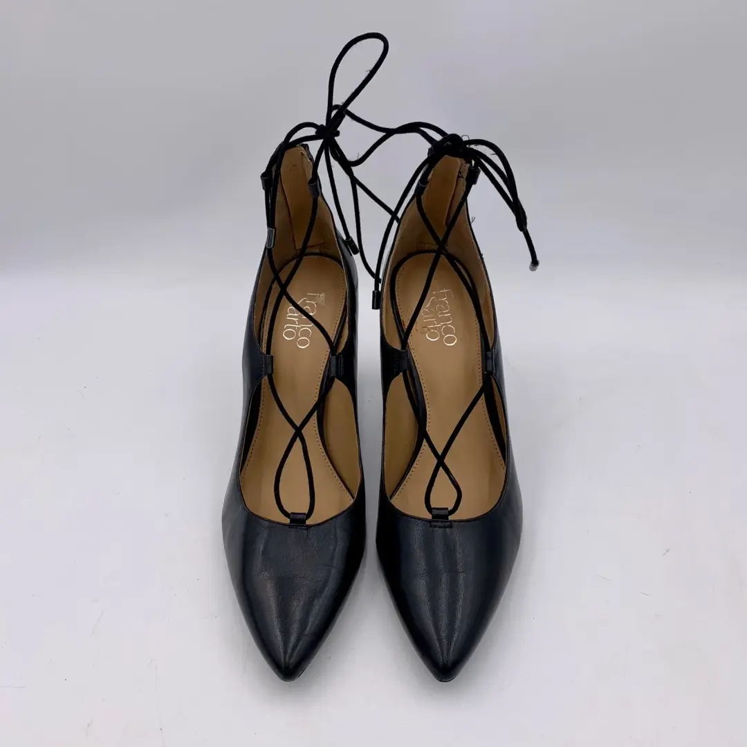 Franco Sarto 黑色皮革尖头高跟鞋 Arya 尺码 10M 性感-