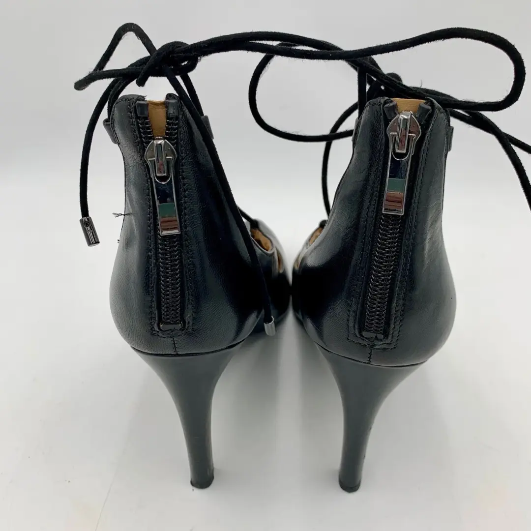 Franco Sarto 黑色皮革尖头高跟鞋 Arya 尺码 10M 性感-