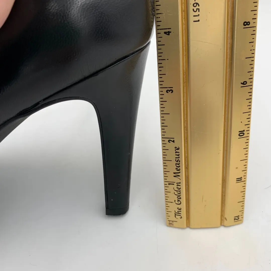 Franco Sarto 黑色皮革尖头高跟鞋 Arya 尺码 10M 性感-