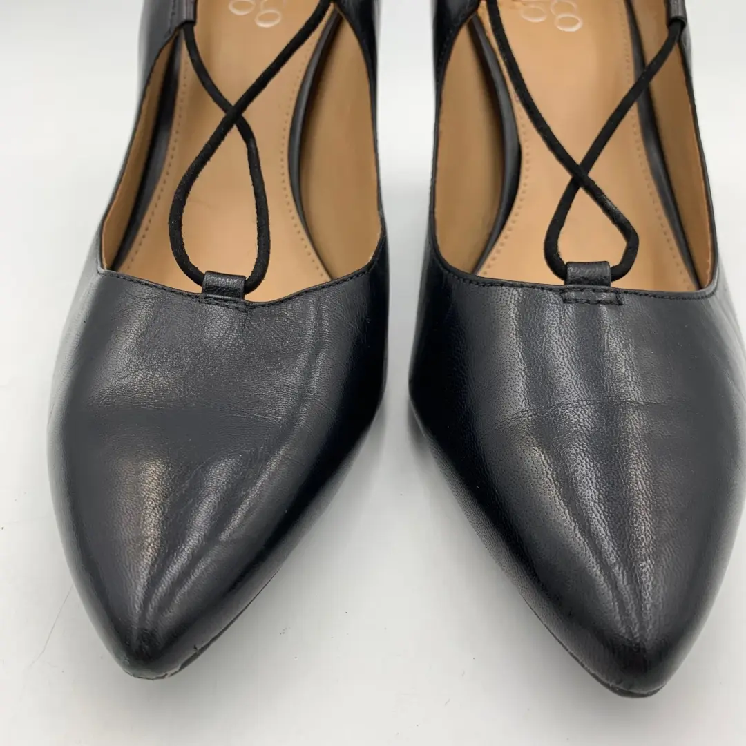 Franco Sarto 黑色皮革尖头高跟鞋 Arya 尺码 10M 性感-
