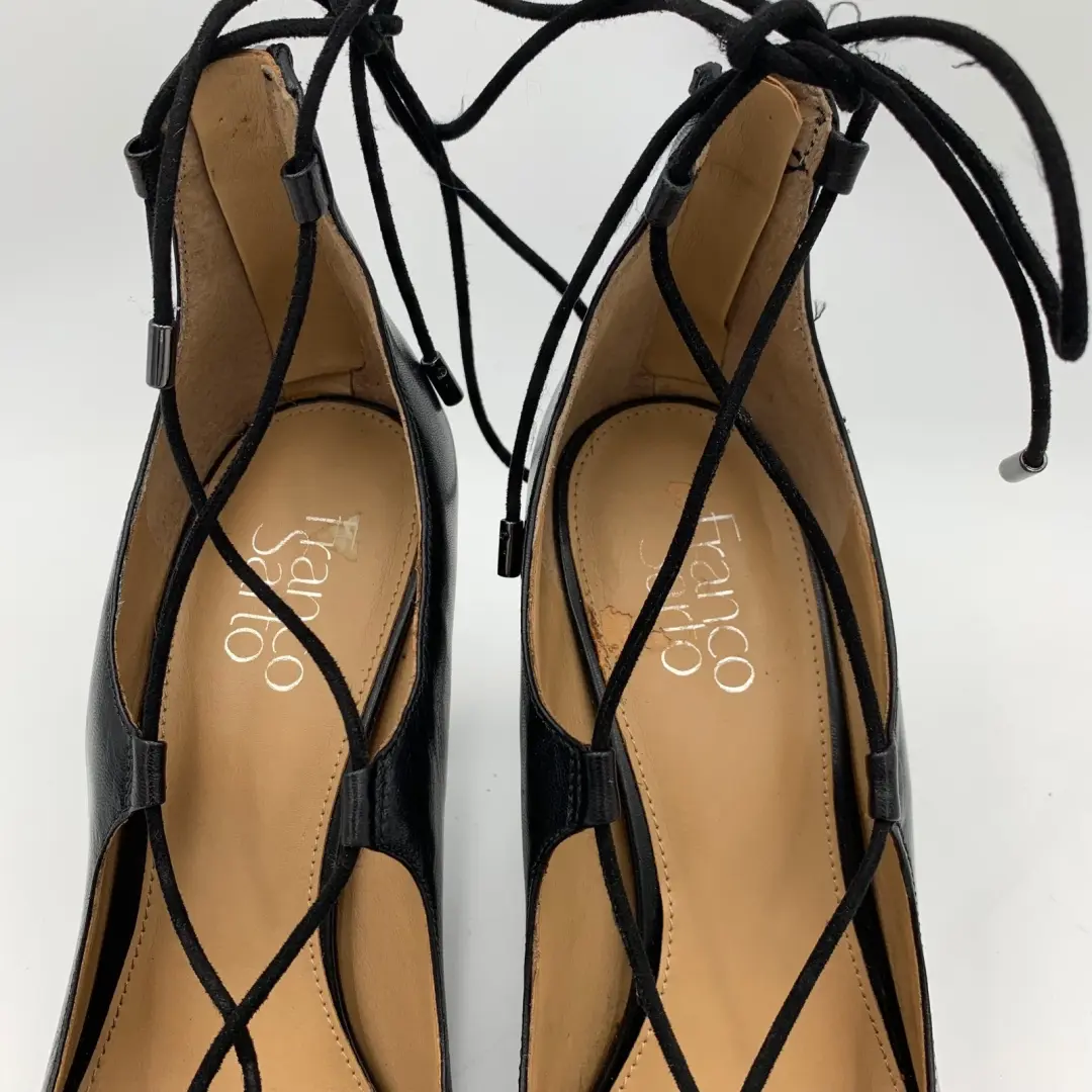 Franco Sarto 黑色皮革尖头高跟鞋 Arya 尺码 10M 性感-
