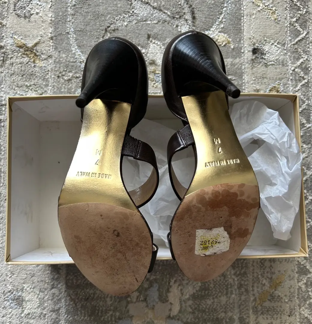 女士 Michael Kors 双肩带露趾高跟鞋 7 M 深棕色-