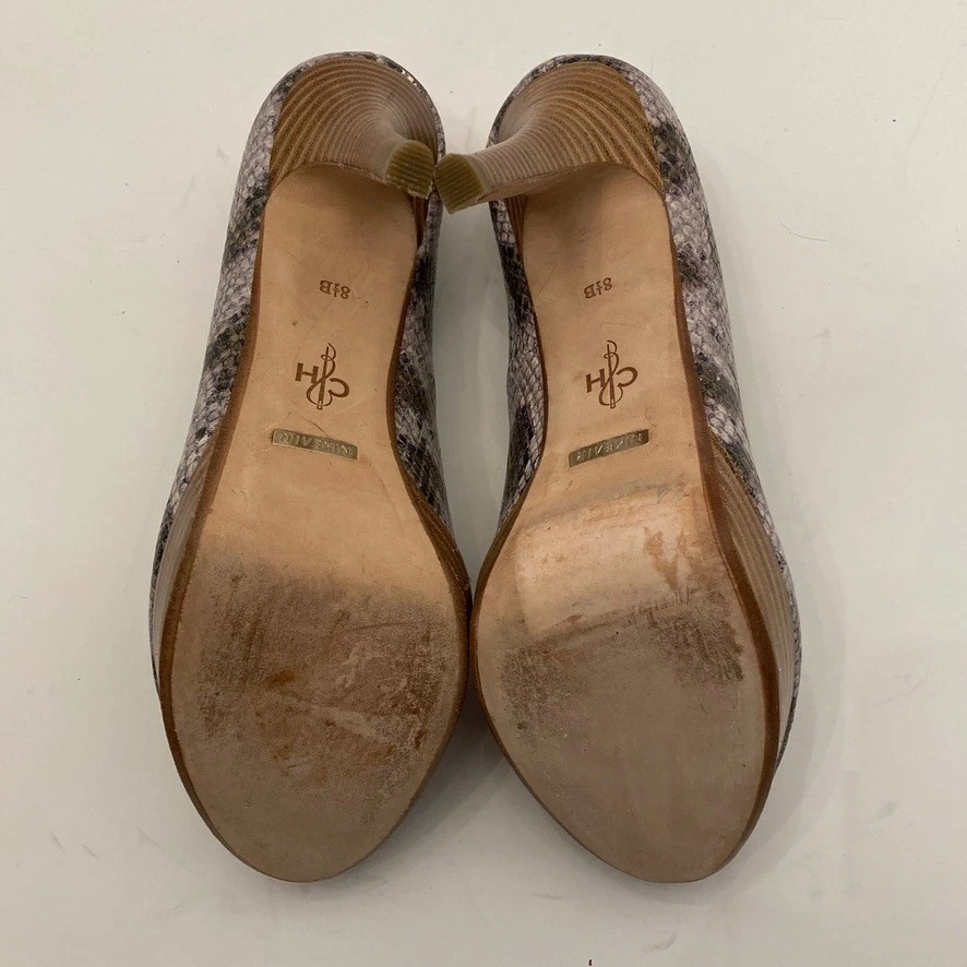 COLE HAAN 蛇纹印花皮革厚底露趾高跟鞋女式 8.5 B-