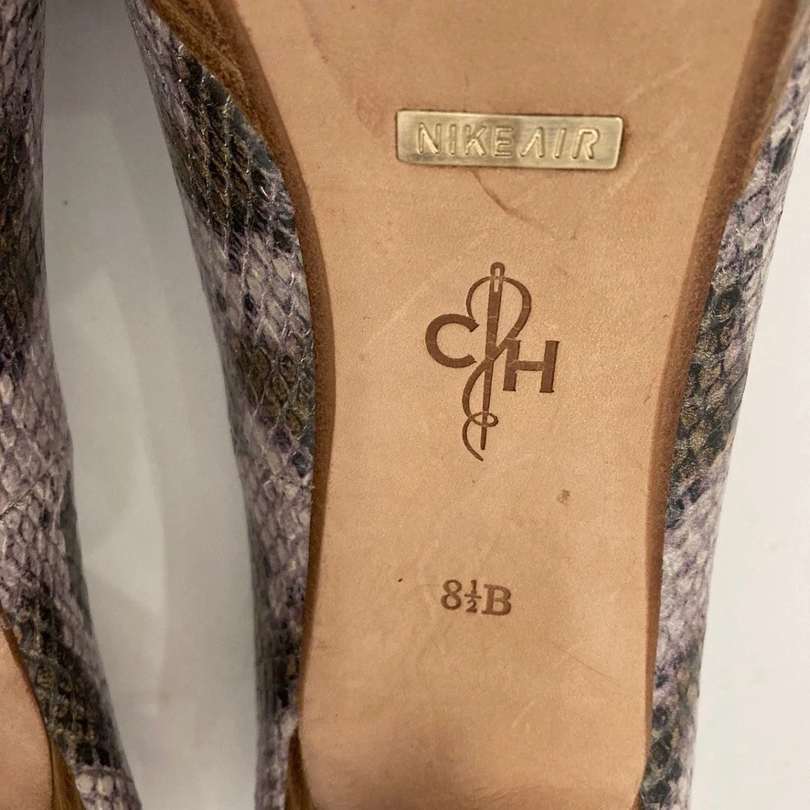 COLE HAAN 蛇纹印花皮革厚底露趾高跟鞋女式 8.5 B-