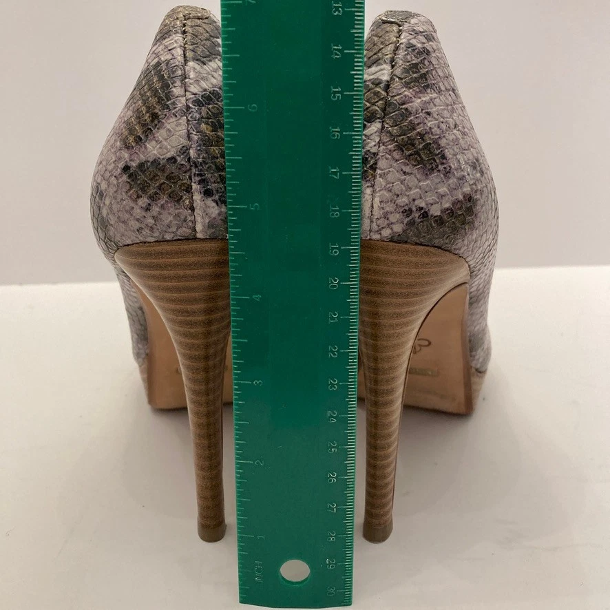 COLE HAAN 蛇纹印花皮革厚底露趾高跟鞋女式 8.5 B-