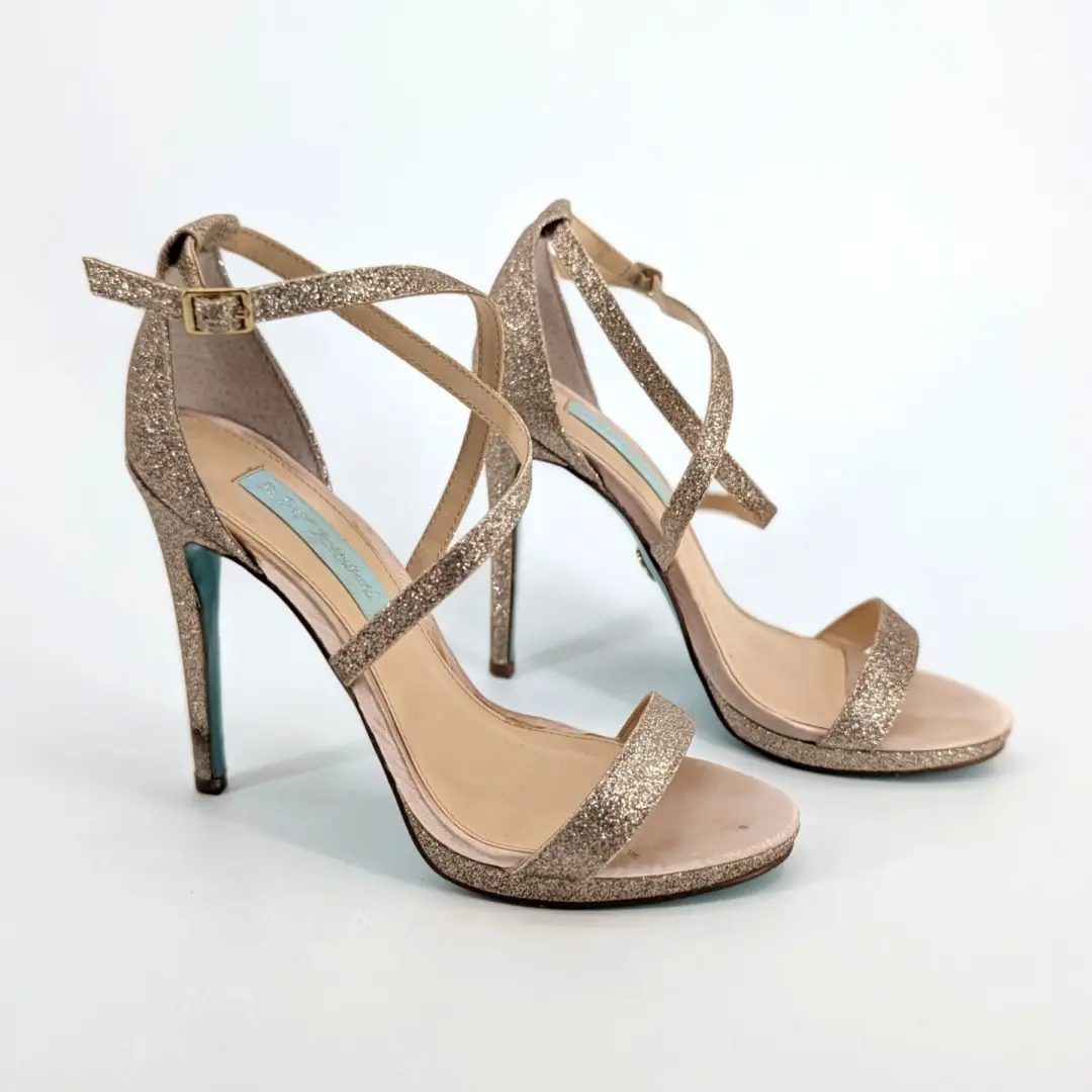 Blue by Betsey Johnson ANDI 香槟金色闪光厚底高跟鞋 6.5M 码-