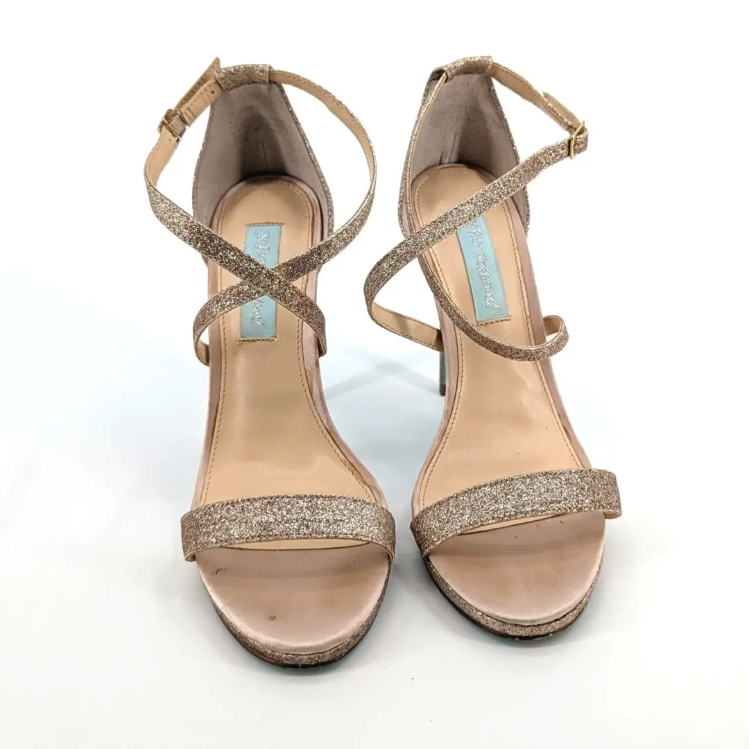 Blue by Betsey Johnson ANDI 香槟金色闪光厚底高跟鞋 6.5M 码-