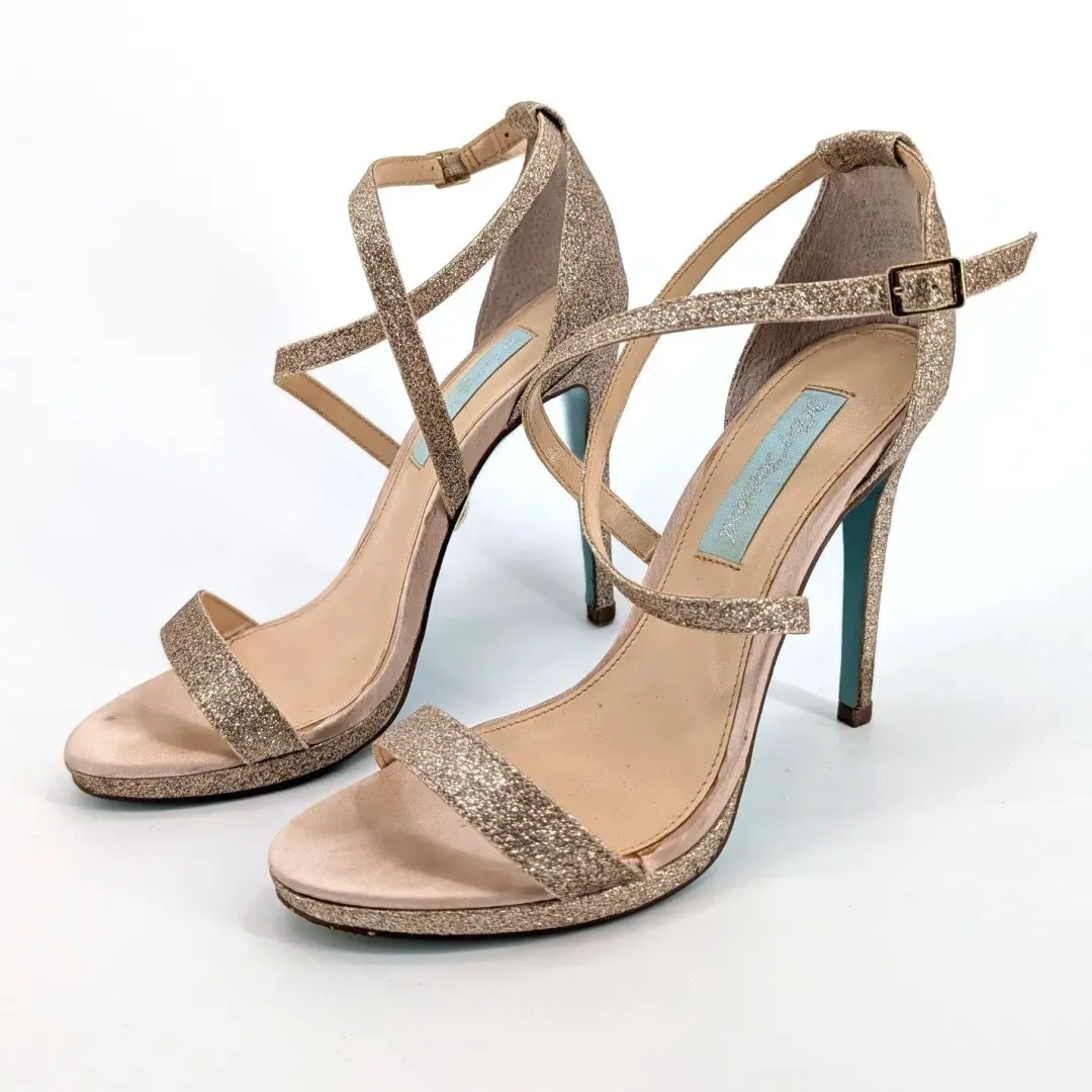Blue by Betsey Johnson ANDI 香槟金色闪光厚底高跟鞋 6.5M 码-