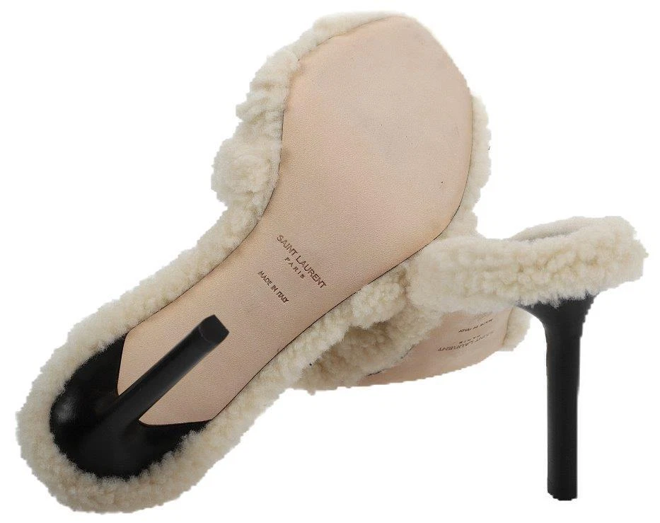 YSL SAINT LAURENT SHEARLING FUR 三角凉鞋 高跟鞋 36.5-