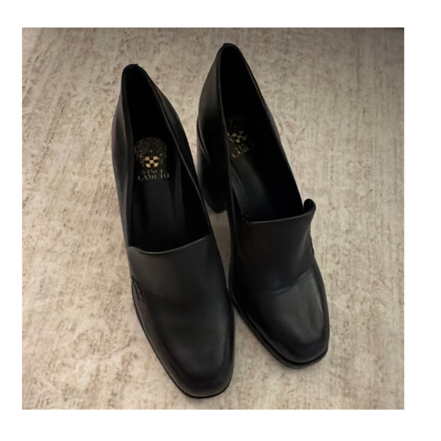 Vince Camuto 女式黑色皮革粗跟高跟鞋方头懒人鞋 8 码-