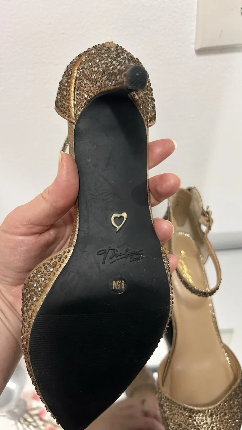 Thalia Sodi 水钻尖头高跟鞋金色香槟 9.5 米-