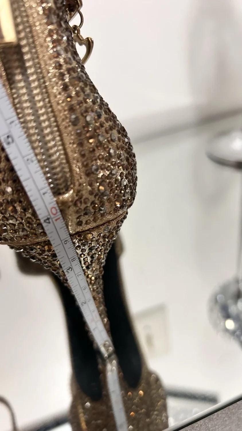 Thalia Sodi 水钻尖头高跟鞋金色香槟 9.5 米-