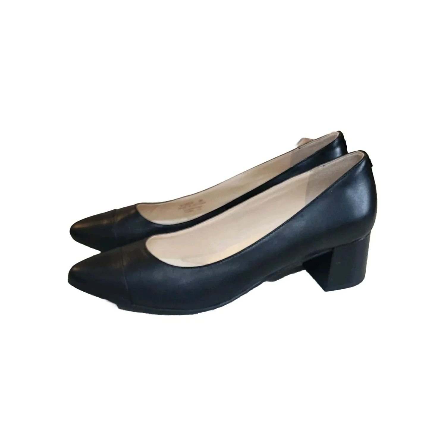 Cole Haan The Go-To 黑色防水皮革高跟鞋尖头 9 码-