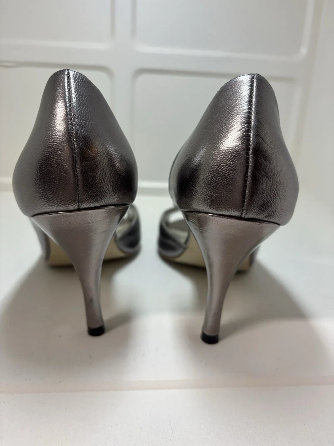 Style & Co. Metallic Silver Gem-Plaque Peep-Toe Heels