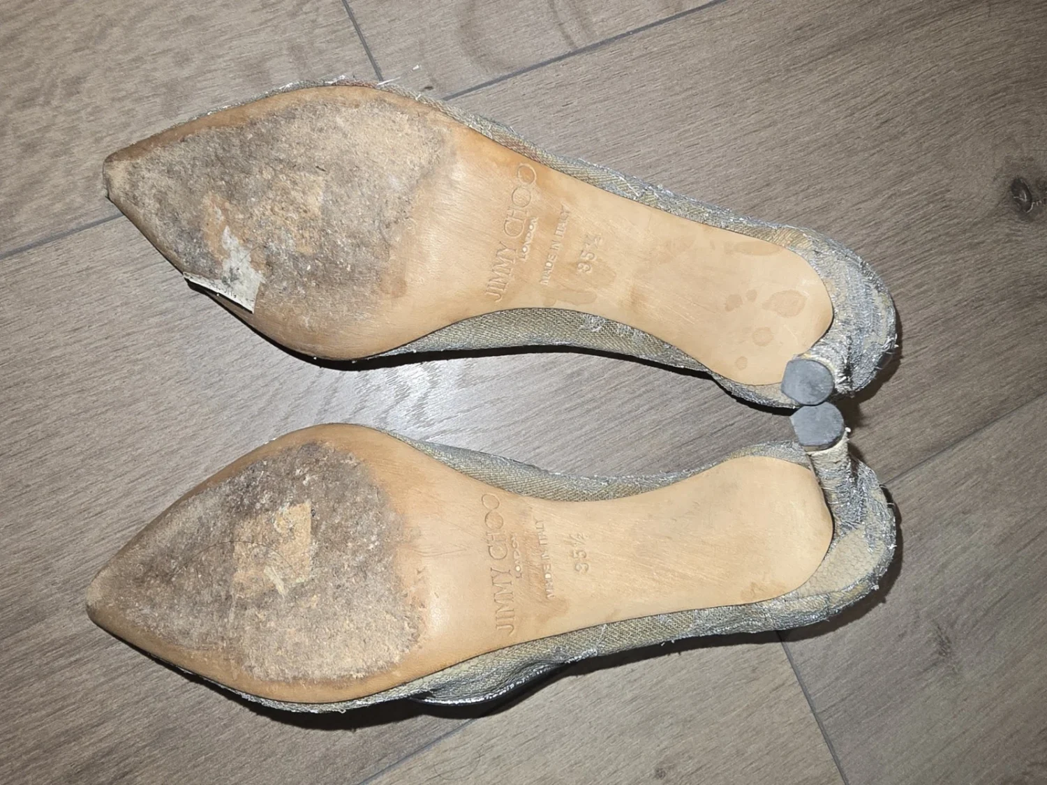 Jimmy Choo Metallic Silver Lace Bridal Heels (US 5.5 / EU 35.5)