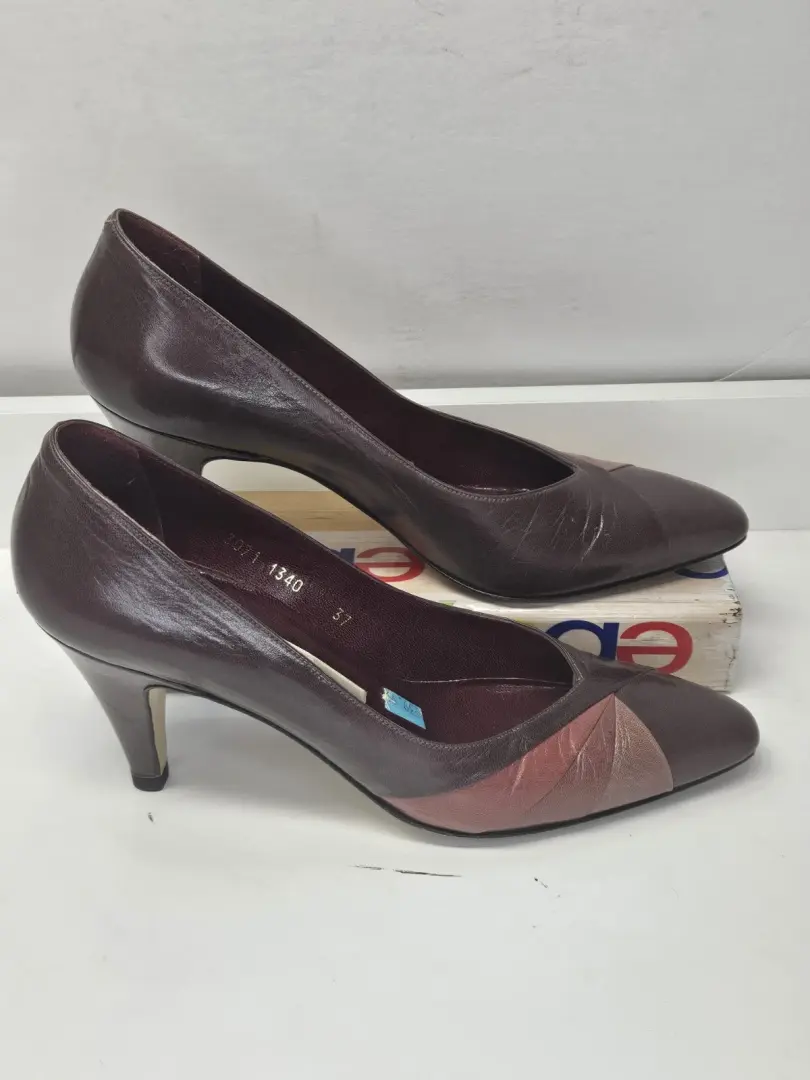 Nordstrom 勃艮第高跟鞋-皮革鞋底 7 S 码-