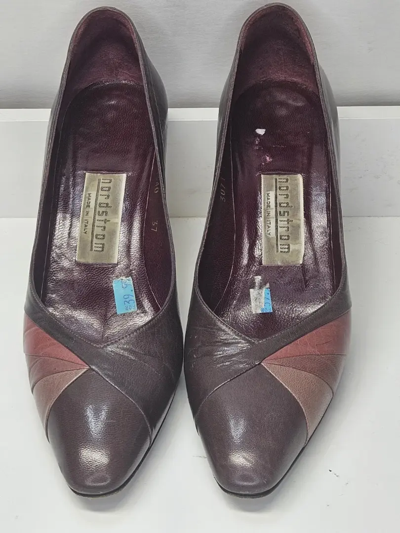 Nordstrom 勃艮第高跟鞋-皮革鞋底 7 S 码-