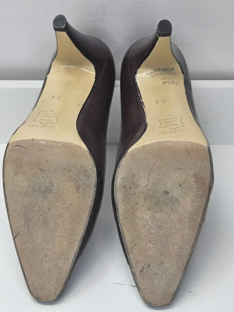Nordstrom 勃艮第高跟鞋-皮革鞋底 7 S 码-