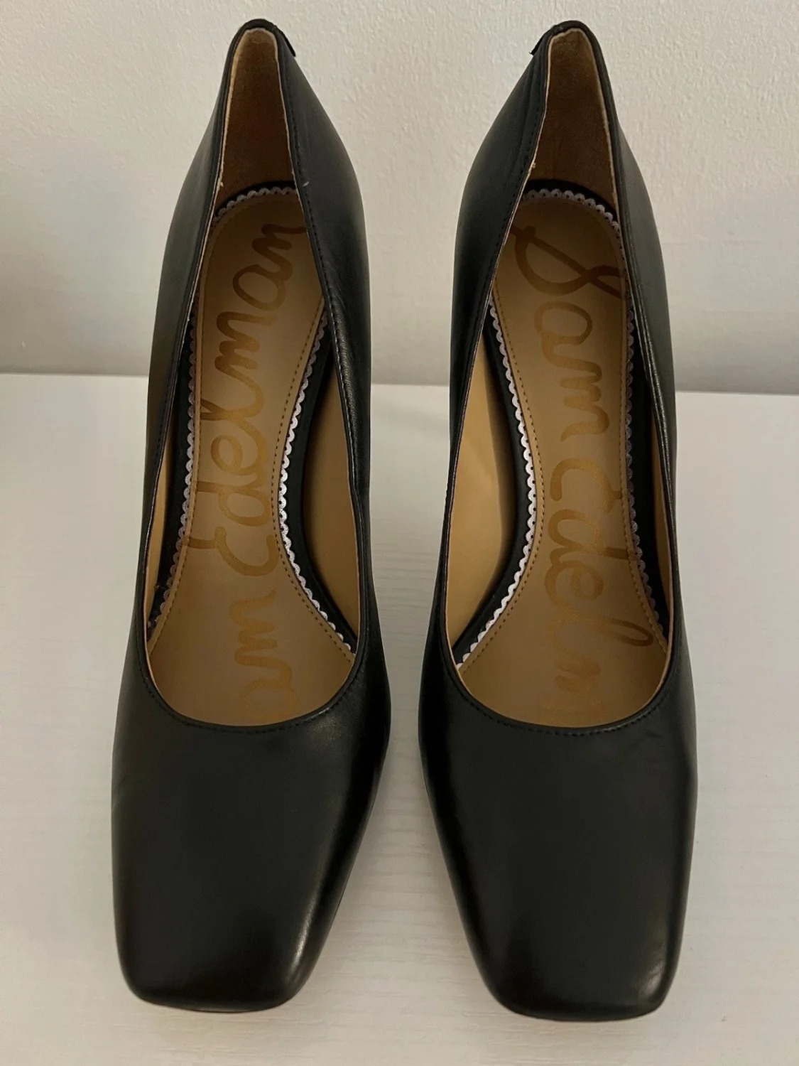 Sam Edelman 黑色皮革方头细高跟鞋女式 7 码使用一次-