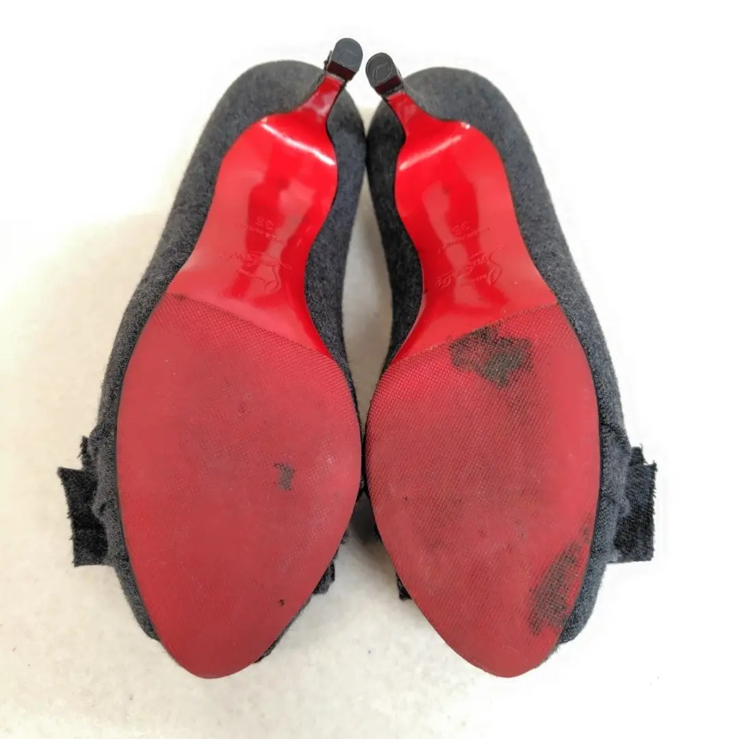Louboutin 泵 22 厘米羊毛炭带露趾 35-