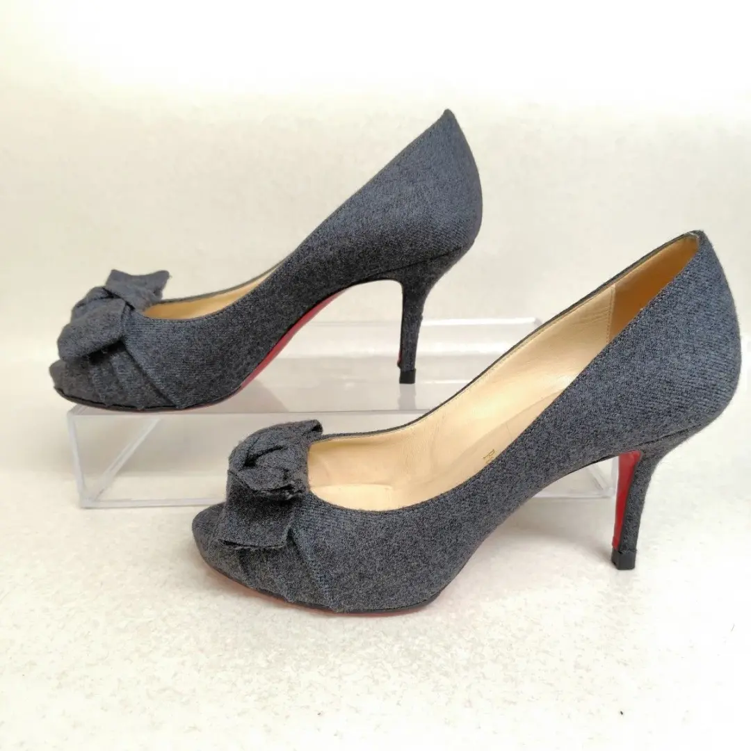 Louboutin 泵 22 厘米羊毛炭带露趾 35-