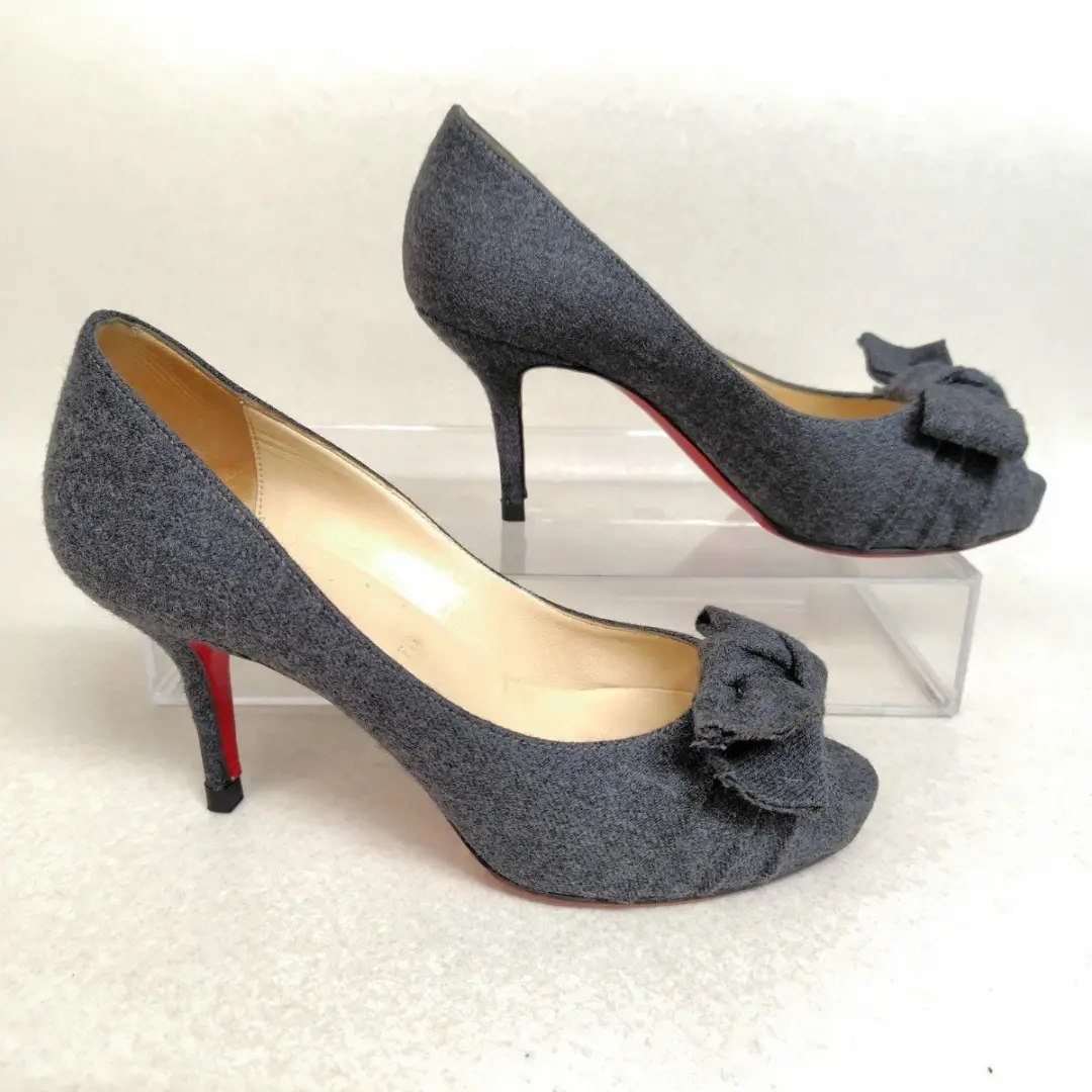 Louboutin 泵 22 厘米羊毛炭带露趾 35-
